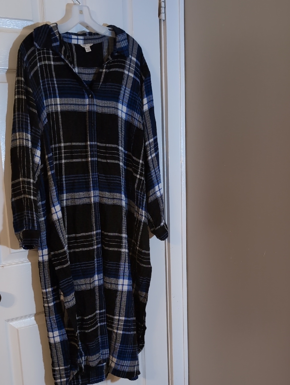 Cato Black, Blue & White Plaid Shirt Dress